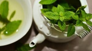 tea pot of peppermint tea