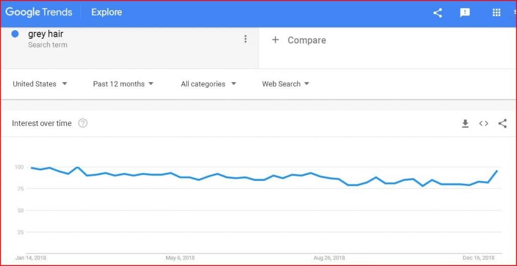 Google Trends chart for grey hair