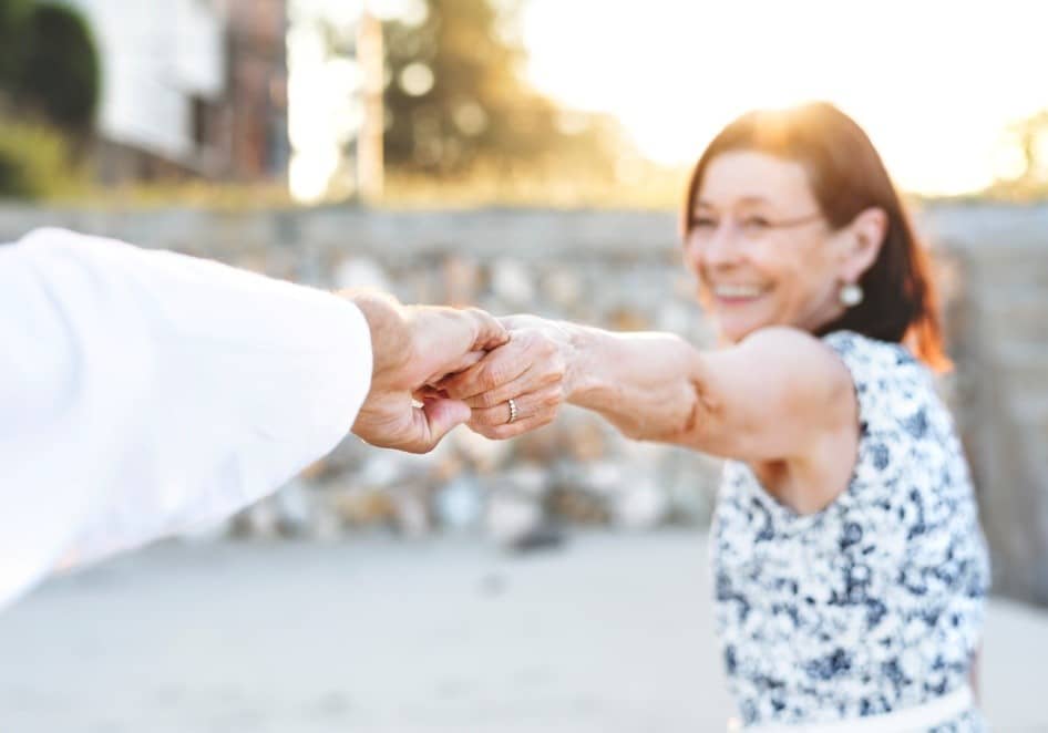 middle-aged woman enjoying a dance 