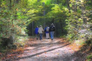 older adults hiking as one of Pennsylvania fun fall favorites