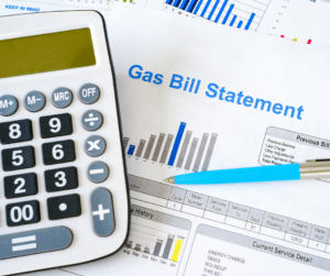 calculator and bills for bill paying