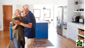 couple of seniors dancing happy