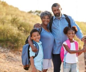 black family grandparents outside