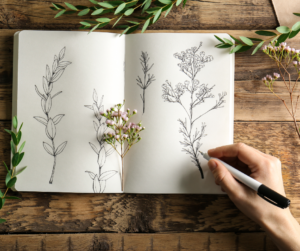 hand drawing in an art journal nature