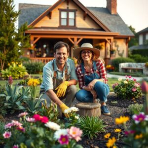 couple happy yardening