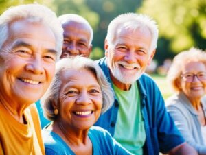group of diverse happy seniors