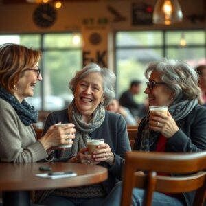 senior women having coffee