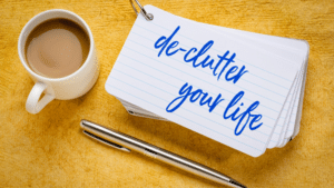 declutter your life written on a notecard