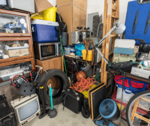 cluttered garage