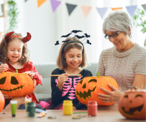 carving pumpkins with grankids
