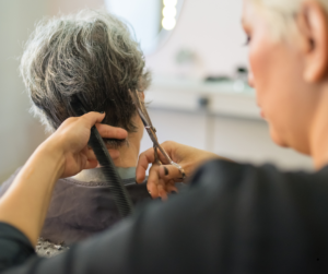 woman getting haircut